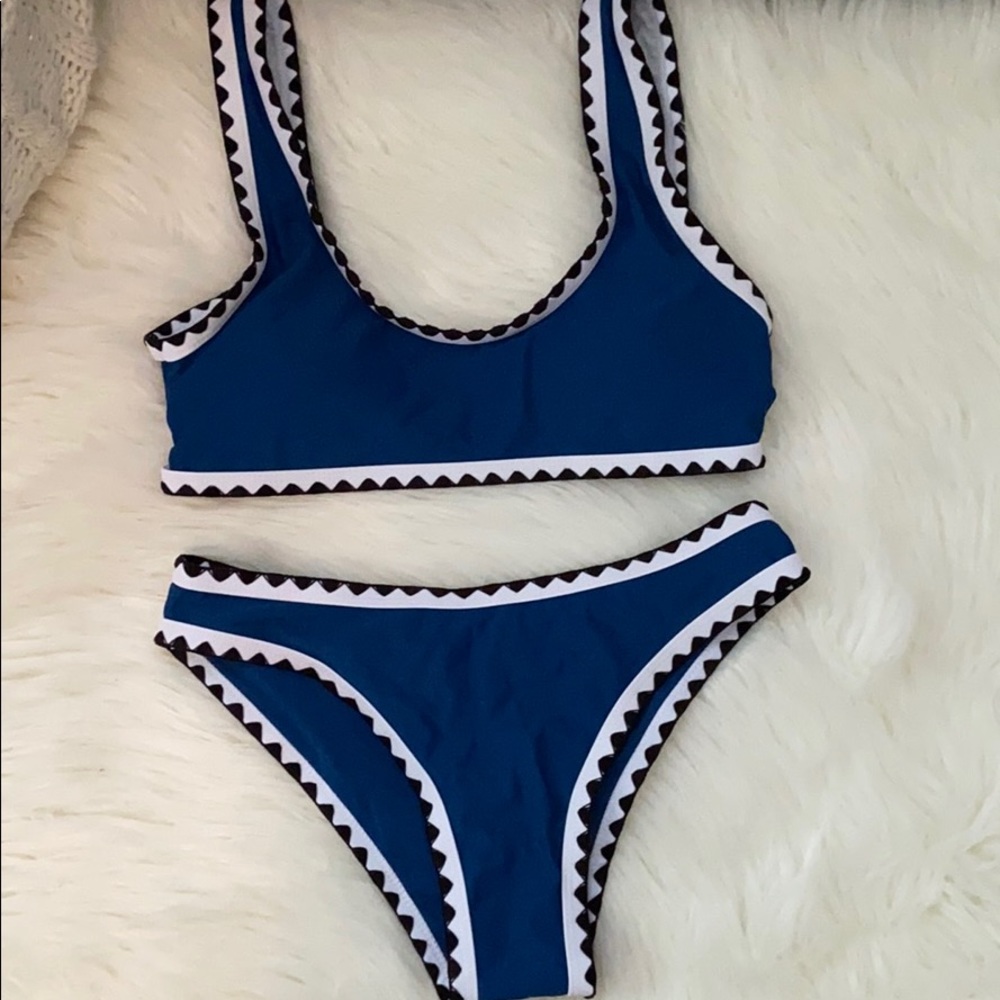 Shein Blue detailed bikini set
